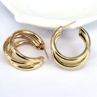 1 Piece Vintage Style Geometric Solid Color Plating Copper Gold Plated Silver Plated Hoop Earrings main image 2