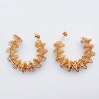 1 Pair Retro Exaggerated Simple Style Spiral Stripe Stamping Plating 304 Stainless Steel 14K Gold Plated Ear Studs main image 7