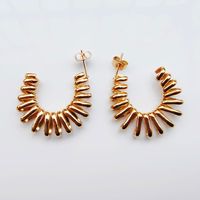 1 Pair Retro Exaggerated Simple Style Spiral Stripe Stamping Plating 304 Stainless Steel 14K Gold Plated Ear Studs main image 5