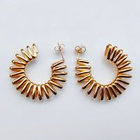 1 Pair Retro Exaggerated Simple Style Spiral Stripe Stamping Plating 304 Stainless Steel 14K Gold Plated Ear Studs main image 6