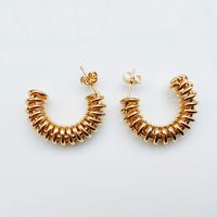 1 Pair Retro Exaggerated Simple Style Spiral Stripe Stamping Plating 304 Stainless Steel 14K Gold Plated Ear Studs main image 4