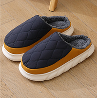 Unisex Casual Color Block Round Toe Cotton Slippers sku image 4