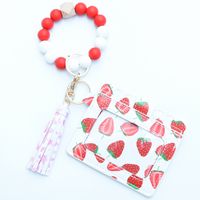 Simple Style Solid Color Pu Leather Patchwork Keychain sku image 1