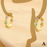 1 Pair Retro Simple Style Devil's Eye Plating Inlay Copper Zircon 18k Gold Plated Hoop Earrings main image 8