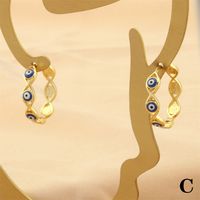 1 Pair Retro Simple Style Devil's Eye Plating Inlay Copper Zircon 18k Gold Plated Hoop Earrings main image 5