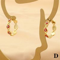 1 Pair Retro Simple Style Devil's Eye Plating Inlay Copper Zircon 18k Gold Plated Hoop Earrings main image 7