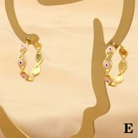 1 Pair Retro Simple Style Devil's Eye Plating Inlay Copper Zircon 18k Gold Plated Hoop Earrings main image 4