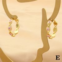 1 Pair Retro Simple Style Devil's Eye Plating Inlay Copper Zircon 18k Gold Plated Hoop Earrings sku image 4