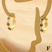 1 Pair Retro Simple Style Devil's Eye Plating Inlay Copper Zircon 18k Gold Plated Hoop Earrings main image 6