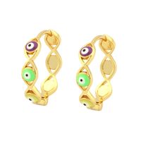 1 Pair Retro Simple Style Devil's Eye Plating Inlay Copper Zircon 18k Gold Plated Hoop Earrings main image 3