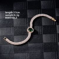 Hip-hop Shiny Round Copper Plating Inlay Zircon White Gold Plated Gold Plated Men's Bracelets sku image 1