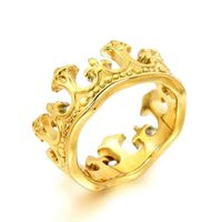 Casual Corona Acero Titanio Pulido Ninguno Chapados en oro de 18k Rodio Plateado Hombres Anillos main image 3