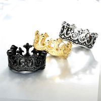 Casual Crown Titanium Steel Polishing None 18K Gold Plated Rhodium Plated Men'S Rings main image 5