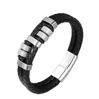 Cool Style Solid Color Pu Leather Metal Handmade None None Men'S Bangle main image 4