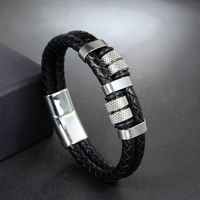 Cool Style Solid Color Pu Leather Metal Handmade None None Men'S Bangle main image 3