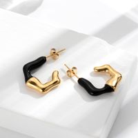 1 Paire Style Ig Style Simple Style Classique Forme En U Irrégulier Placage Acier Inoxydable Plaqué Or 18k Des Boucles D'oreilles main image 5