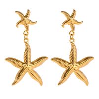 1 Pair Ig Style Simple Style Starfish Plating Stainless Steel 18k Gold Plated Drop Earrings main image 5