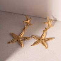 1 Pair Ig Style Simple Style Starfish Plating Stainless Steel 18k Gold Plated Drop Earrings main image 3