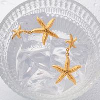1 Pair Ig Style Simple Style Starfish Plating Stainless Steel 18k Gold Plated Drop Earrings main image 4