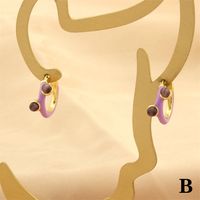 1 Pair Simple Style Geometric Enamel Plating Inlay Copper Opal 18k Gold Plated Hoop Earrings sku image 2