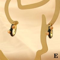 1 Pair Simple Style Geometric Enamel Plating Inlay Copper Opal 18k Gold Plated Hoop Earrings main image 5