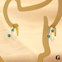 1 Pair Simple Style Geometric Enamel Plating Inlay Copper Opal 18k Gold Plated Hoop Earrings main image 3