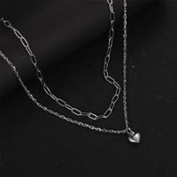 Simple Style Heart Shape Titanium Steel Gold Plated Necklace In Bulk main image 1