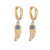 1 Pair Simple Style Commute Wings Plating Inlay Copper Zircon 18k Gold Plated Drop Earrings main image 2