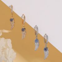 1 Pair Simple Style Commute Wings Plating Inlay Copper Zircon 18k Gold Plated Drop Earrings main image 1