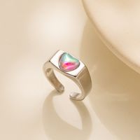 Ig Style Simple Style Heart Shape Alloy Plating Inlay Artificial Gemstones Women's Open Rings main image 1