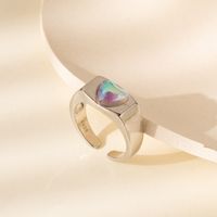 Ig Style Simple Style Heart Shape Alloy Plating Inlay Artificial Gemstones Women's Open Rings main image 4