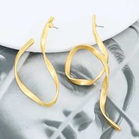 1 Pair Simple Style Solid Color Plating Alloy Gold Plated Drop Earrings main image 2