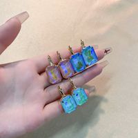 1 Pair Casual Simple Style Classic Style Rectangle Plating Inlay Copper Glass Drop Earrings main image 1
