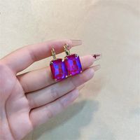 1 Pair Casual Simple Style Classic Style Rectangle Plating Inlay Copper Glass Drop Earrings main image 4