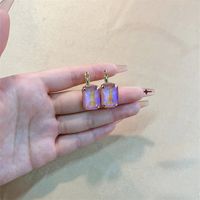 1 Pair Casual Simple Style Classic Style Rectangle Plating Inlay Copper Glass Drop Earrings main image 3