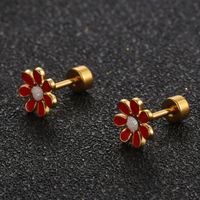 Simple Style Flower Titanium Steel No Inlaid Earrings Ear Studs main image 6