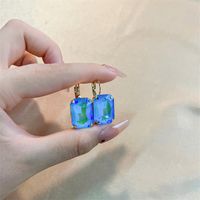 1 Pair Casual Simple Style Classic Style Rectangle Plating Inlay Copper Glass Drop Earrings main image 2