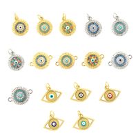 Casual Devil's Eye Copper Enamel Plating Inlay Zircon 18k Gold Plated Charms main image 1