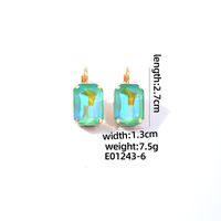 1 Pair Casual Simple Style Classic Style Rectangle Plating Inlay Copper Glass Drop Earrings sku image 6
