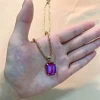 Wholesale Casual Elegant Simple Style Rectangle 304 Stainless Steel Copper Plating Inlay K Gold Plated Glass Pendant Necklace main image 5