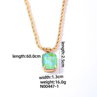 Wholesale Casual Elegant Simple Style Rectangle 304 Stainless Steel Copper Plating Inlay K Gold Plated Glass Pendant Necklace sku image 1