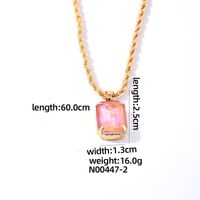 Wholesale Casual Elegant Simple Style Rectangle 304 Stainless Steel Copper Plating Inlay K Gold Plated Glass Pendant Necklace sku image 2