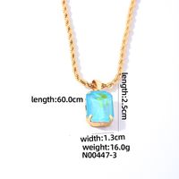 Wholesale Casual Elegant Simple Style Rectangle 304 Stainless Steel Copper Plating Inlay K Gold Plated Glass Pendant Necklace sku image 3