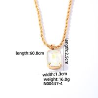 Wholesale Casual Elegant Simple Style Rectangle 304 Stainless Steel Copper Plating Inlay K Gold Plated Glass Pendant Necklace sku image 4