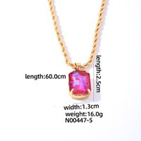 Wholesale Casual Elegant Simple Style Rectangle 304 Stainless Steel Copper Plating Inlay K Gold Plated Glass Pendant Necklace sku image 5