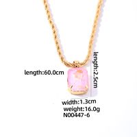 Wholesale Casual Elegant Simple Style Rectangle 304 Stainless Steel Copper Plating Inlay K Gold Plated Glass Pendant Necklace sku image 6