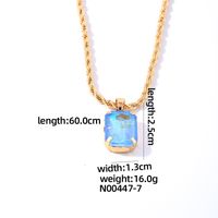 Wholesale Casual Elegant Simple Style Rectangle 304 Stainless Steel Copper Plating Inlay K Gold Plated Glass Pendant Necklace sku image 7