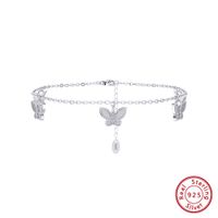 Simple Style Butterfly Sterling Silver Plating Inlay Inlaid Gold Zircon 14k Gold Plated White Gold Plated Rhodium Plated Women's Anklet sku image 2