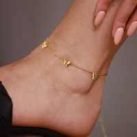 Simple Style Butterfly Sterling Silver Plating Inlay Inlaid Gold Zircon 14k Gold Plated White Gold Plated Rhodium Plated Women's Anklet main image 2