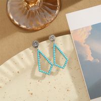 1 Pair Retro Commute Round Plating Inlay Arylic Alloy Turquoise Silver Plated Earrings main image 4